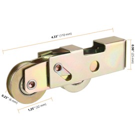 SEUNMUK 6 Pack Sliding Patio Door Roller Replacement,1-1/4 Steel Sliding Patio Glass Door Tandem Roller, Steel Ball Wheel Bearing for Gate Window (Golden)