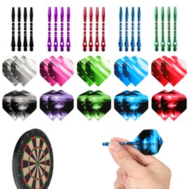 QKURT 20 Sets Dart Stem, Metals Accessories Medium Dart Shafts, Aluminum Darts Shafts with Standard 2BA Thread Colorful Dart Flights for Indoor Dart Game Professional Dart Accessories