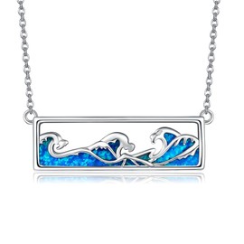AXOMY Ocean Wave Necklace 925 Sterling Silver Beach Pendant Necklace Sea Jewelry Gifts For Women