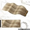 Moresoo Human Hair Clip in Extensions Ombre Brown and Blonde