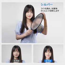 Selens Reflector for Photography, Foldable, 17.7 inches (45 cm) Diameter, Small, Round Reflector, Silver/White, 2-in-1 Studio Shooting Reinforcement, Carrying Case