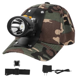 Vanvale High Lumens LED Mining Headlamp with Hat - Waterproof, Durable, Long-Lasting Rechargeable Headlight, Adjustable Strap, Perfect for Miners Camping Hiking (KL2.8 Black-Yellow Button with Hat)