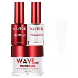 WAVEGEL Soak-Off Gel, Nail Lacquer & Acrylic/Dip Powder Matching Set - Queen Collection - #002 Royal White