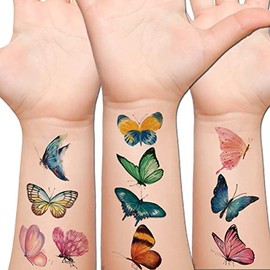 Hohamn Butterfly Temporary Tattoos for Women Gilrs- 100 Styles Colorful Art Tattoos for Women Girls Butterfly Party Favors, Baby Shower