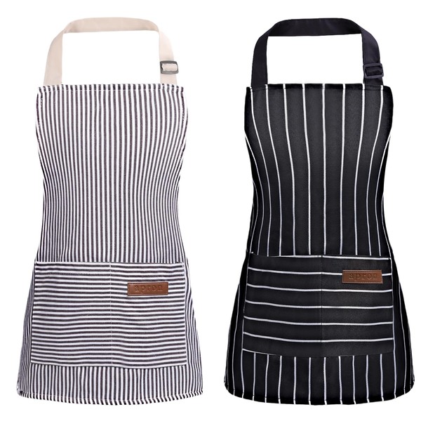 IHFAIO Kids Apron, Kids Cooking Aprons, Canvas Striped Aprons with