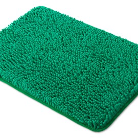 Yeaban Emerald Green Bathroom Rugs – Thick Chenille Bath Mats | Absorbent and Washable Bath Rug Non-Slip, Plush and Soft Rugs for Bathroom Floor, Shower, Sink - 26" x 44"