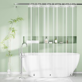 Seenus 75 inch Long Clear Shower Curtain with 3 Weighted Magnets, Bpa-Free 8G PEVA Plastic Shower Liner with 12 Hooks, 72'' x 75'' Bathroom Waterproof Shower Curtain Liner Transparent