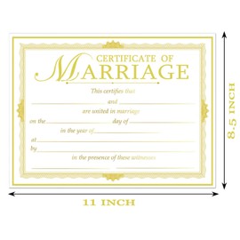 Marriage Certificates with Gold Foil Edges,11 x 8.5 Inch Blank Paper Wedding Certificates Cards for Wedding Ceremony Proposals, Expecting Marriage Proposals Decorations Supplies (24 Pcs)