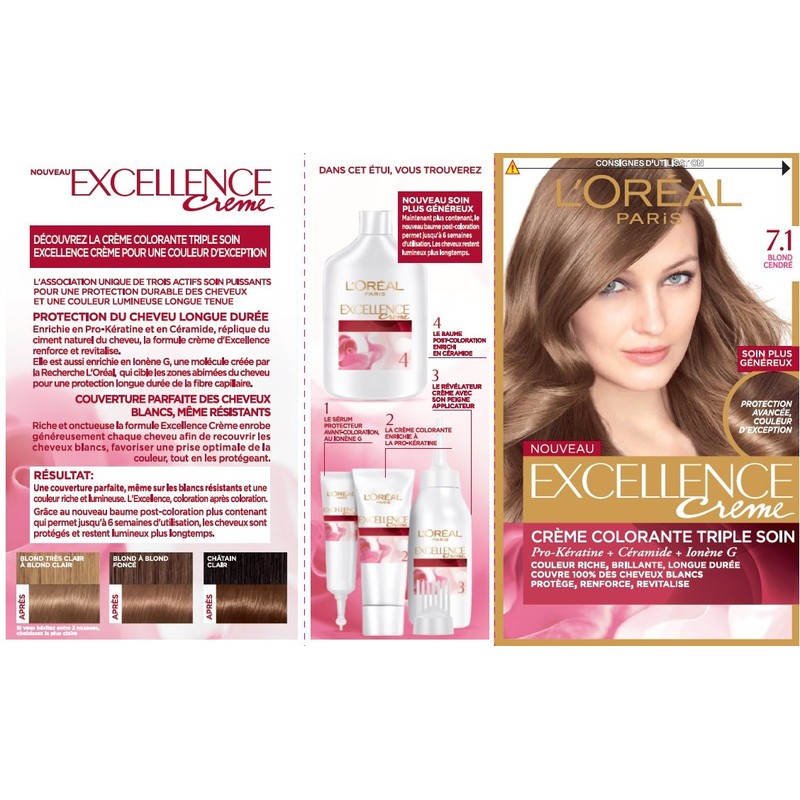 L'Oréal Paris - Excellence Creme-Haarfärbe-Set, permanent, dreifache Haarpflege – 100%