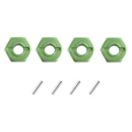 GDOOL 12mm Hex Wheel Hub Mount, Aluminum 7mm Thick with 2x10mm Stub Axle Pins for 1/10 Slash 4x4 & HQ 727 RC Cars Replacement Upgrade Parts (Green)(Set of 4)