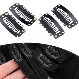 Pack of 50 Hair Extensions Clips, Black, Wig Clips, Hair Extension Clips for Extensions, Braided, Clip Extensions, 6 Teeth U-Shaped Metal Clip for Women Wigs, Extensions