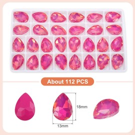 MECCANIXITY Tear Drop Rhinestones for Jewelry Making DIY for Nails Pointed Back Rhinestones Setting Crystals Stone for Crafts, Jewelry Making, Nail Arts, Shoes Rose Red 112 Pcs