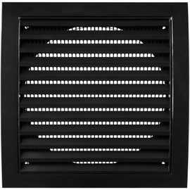 Vent Systems 6'' Inch Black Air Vent Cover Dryer Vents and Bathroom Exhaust Vents Pipe, Black Louvered Dryer Vent Cover - Exhaust, Supply Air Register Grille with Flange