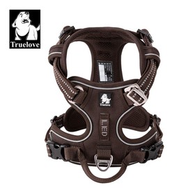 Truelove True Love Dog Harness No Pull Adjustable Reflective Soft Nylon Small Large Pet TLH56512(M, Brown)