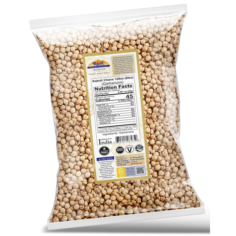 Rani Garbanzo Beans (Kabuli Chana) 128oz (8lbs) 3.63kg Bulk ~