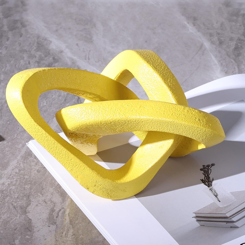 LCCCK Infinity Knot Sculpture Yellow Knot Decor Object, Abstract Knick