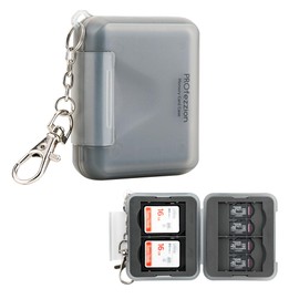 PROfezzion SD Card Holder Case Water-Resistant: Portable 12 Slots Memory Card Case for 8 Micro SD Card & 4 SD/SDXC/SDHC Card, Memory Card Hard Carrying Box Keeper Protector with Rubber Interior Grey
