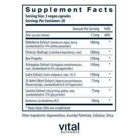 Vital Nutrients ViraCon | Vegan Immune Support Supplement* | Zinc, Elderberry, Licorice Root Extract, & Other Herbs for Comprehensive Immune Support | Gluten, Dairy, Soy Free | Non-GMO | 60 Capsules | Vital Nutrients