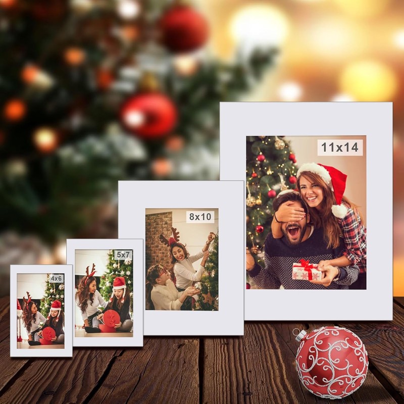 Egofine 8x10 White Picture Mats Pack of 6, Frame Mattes