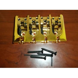 Hipshot NEW Hipshot 4-String A Style Brass Bass Bridge, GOLD - CHOOSE YOUR SPACING! - .718”