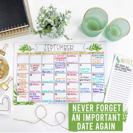 Magnetic Fridge Calendar Dry Erase Magnetic Calendar for Refrigerator - Greenery Magnetic Dry Erase Calendar for Fridge, White Board Calendar for Wall, Dry Erase Board Calendar, Magnetic Notepad
