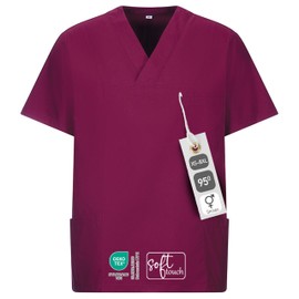 EXNER Unisex Slip-On Nurses Tunic, Surgical Tunic, Trouser Tunic, Available in 16 Colours, bordeaux, xxl