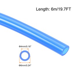 Rebower Pneumatic Tubing Pipe,6mm x 4mm Blue PU Polyurethane Tube,19.7FT 6M,PU Air Line Tubing Hose Tubes for Air Compressor,Fluid Transfer,Air Brake