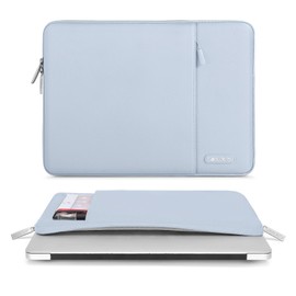 MOSISO Laptop Sleeve Bag Compatible with Laptop 13 inch, Polyester Vertical Case with Pocket, Baby Blue