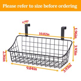 LeleCAT Over Cabinet Door Basket with hook Grid Storage Basket, Kitchen Storage Organizer,Over Cabinet Door Organizer,Hanging it behind a door or on a railing, Small, BLack,2 Pack