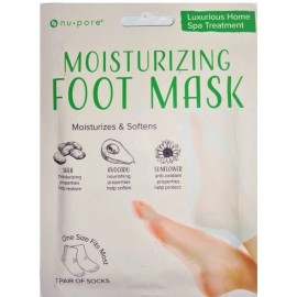 Nu-Pore Moisturizing Foot Mask Shea Avocado Sunflower Moisturizes Softens Socks