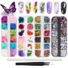 Kalolary Butterfly Nail Sequins,Nail Dried Flowers, Shiny Foil Nail Shavings,