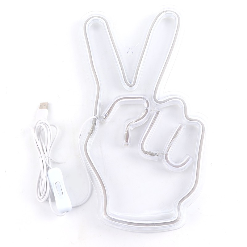 Neon Sign Light Innovative Victory Gesture Decorative Lamp USB Powered