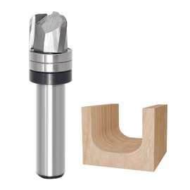 Bowl and Tray Template Router Bit 1/2" Shank, 3-Flute Carbide Head Dish Carving Router Bit, 3/4" Cutting Diameter, 5/8" Cutting Length, 3/16" Radius, Spiral Up Cut for Woodworking