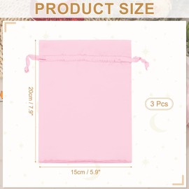 PATIKIL 6 x 8 Inch Satin Bags with Drawstring, 3 Pcs Silk Drawstring Gift Bags Wedding Favor Pouch for Jewelry Candy Christmas Party Graduation Birthday Easter, Pink