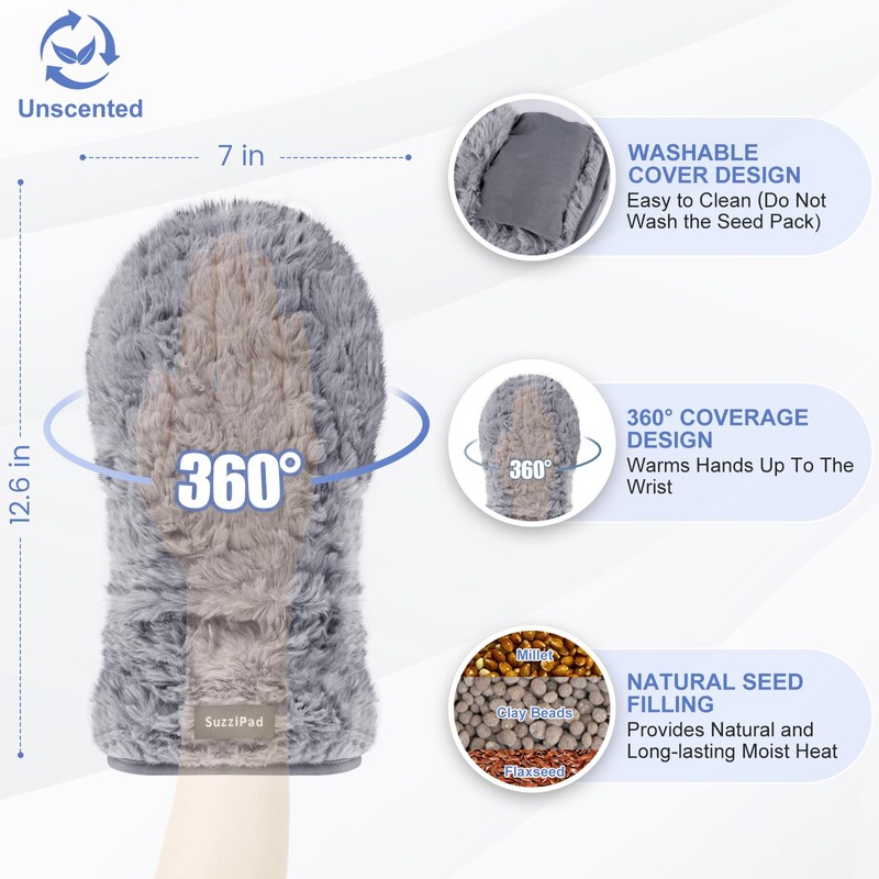 SuzziPad Microwavable Mittens and Heated Slippers Microwave for Fatigue Soothing,