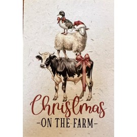 Christmas On The Farm Postcard Cow Duck Sheep Vintage Inspired #4579 Ephemera