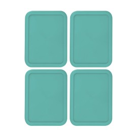 Replacement Lid for Pyrex Plastic Turqoise Cover 6 Cup (6.75" x 8.75") Bowl Rectangle 7211-PC (4-Pack)