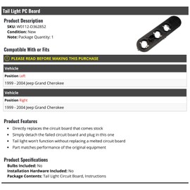 Marketplace Auto Parts Tail Light Circuit PC Board - Compatible with 1999-2004 Jeep Grand Cherokee