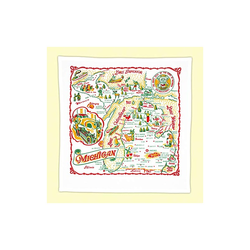 Red & White Kitchen Michigan Map Kitchen Dish Towel -