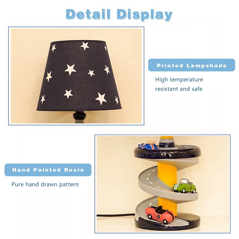 HERBESTBAY Table Lamp, Adorable 14 Inch Racing Road Style Kids