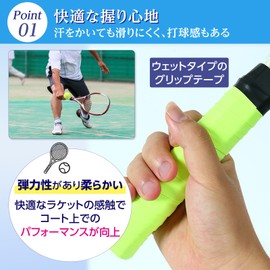 grooblue Grip Tape, Tennis Anti-Slip Tape, Set of 10, For Racquet, Tennis, Badminton, Golf, Baseball, Bicycle, Fishing Rod, Anti-Slip, Sports, Replacement, Sweat Prevention, Waterproof