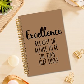 TWRVI Funny Work Spiral Notebook, Work Notebook Journal for Women Men, Funny Office Suplies, Sarcastic Gifts for Coworkers Team Members, Journaling Coffee Color Notebooks 5.5"x8.3" 164 Pages