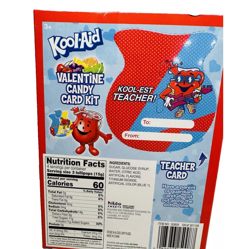 12 Valentine Candy Card Kit 12 Cards & Lollipops School