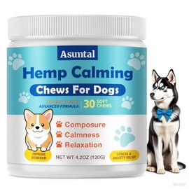 Dog Calming Chews, Calming Chews for Dogs, 30 Soft Chews Supports Relaxation, Helps with Separation and Barking, Fireworks Aid, Natural