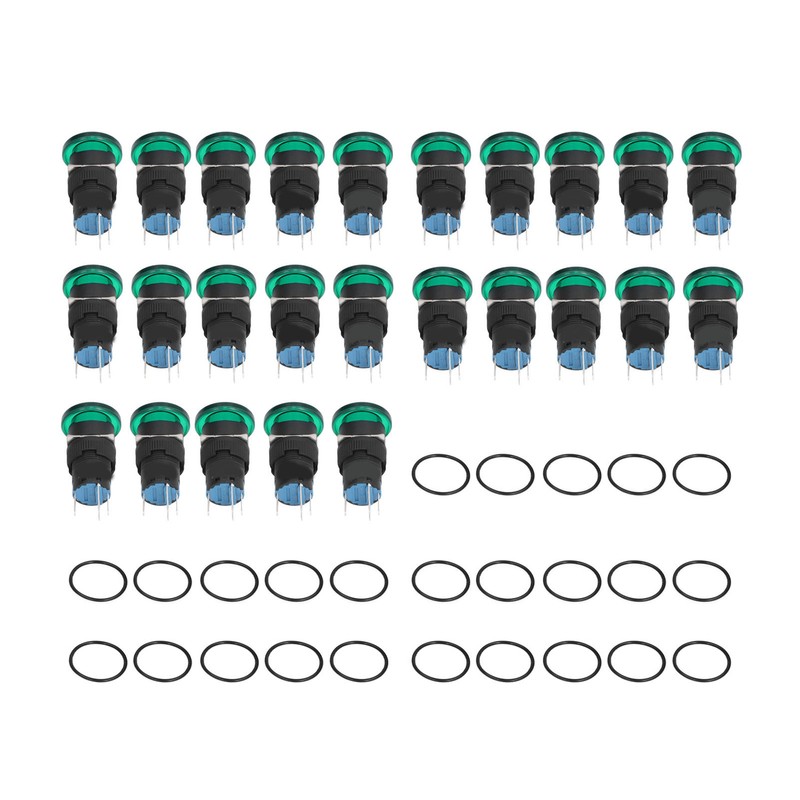 25Pcs/Set Green Mushroom Head Switch IP65 Plastic Mini Button Switches