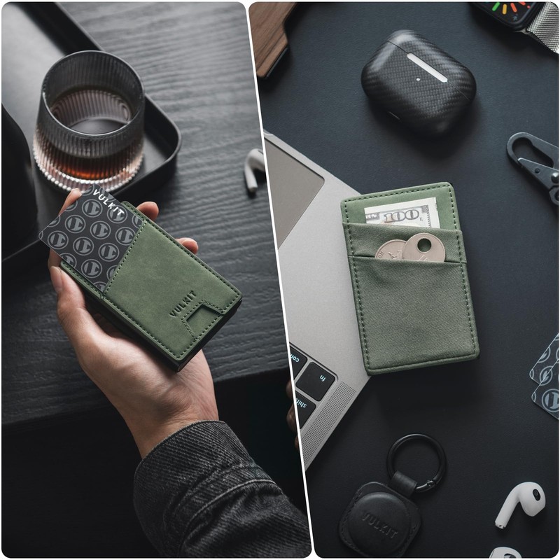 VULKIT Pop Up Wallet Leather Credit Card Holder Case RFID