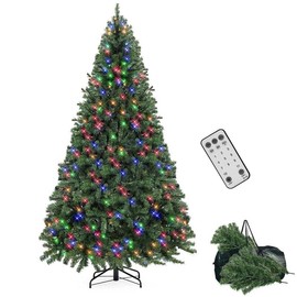 Spruce Artificial Remote Control Christmas Tree with Warm White Lights & Colorful Lights, Suitable for Home, Office, Party Decoration, Easy to Assemble, Foldable Base - Color: 6.5ft