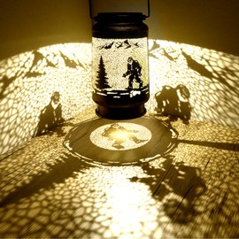 7.48" Bigfoot Solar Lantern Outdoor Hanging Solar Light - IP65 Waterproof LED Decorative Lantern for Patio, Pathway, or Tabletop. Perfect Mother’s Day Sasquatch Gift for Women, Unique Metal Decor