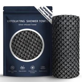 Aloriin - Toalla de ducha exfoliante de 48 pulgadas, paño de lavado exfoliante de primera calidad para la cara corporal, paño exfoliante para hombres y mujeres