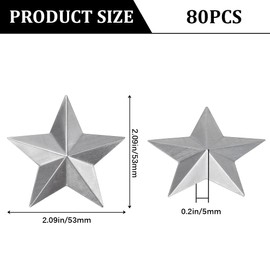 GORGECRAFT 80pcs 53mm Galvanised Mini Metal Barn Star Vintage Rustic Star Three-Dimensional Christmas Tree Star Wall Hanging Holiday Wreath Decoration